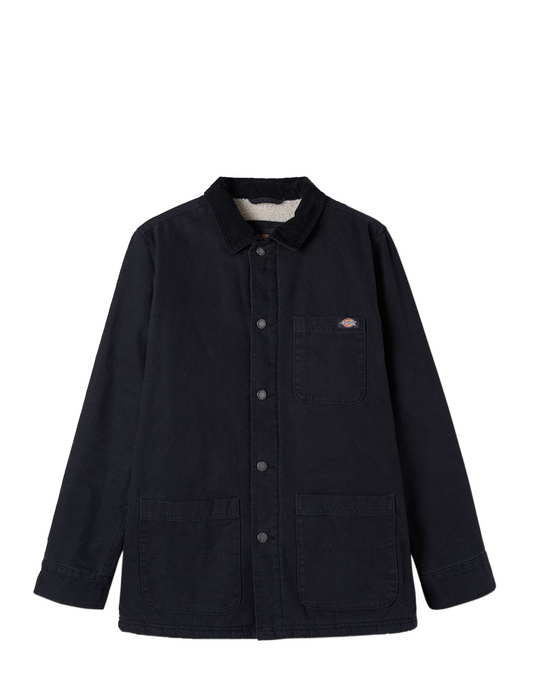 Dickies Duck High Pile Fleece Lined Chore Jacket Stone Washed Black