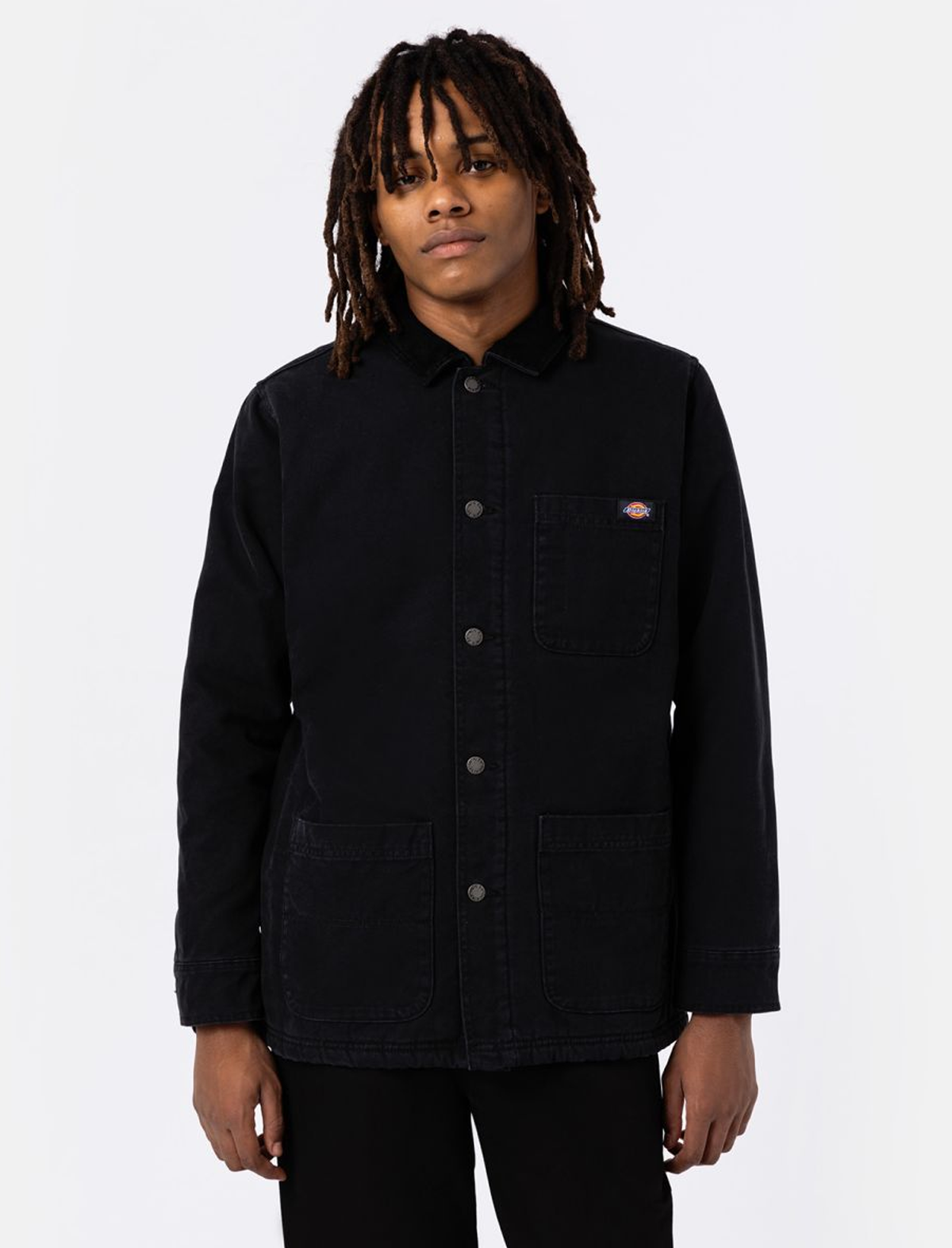 Dickies Duck High Pile Fleece Lined Chore Jacket Stone Washed Black