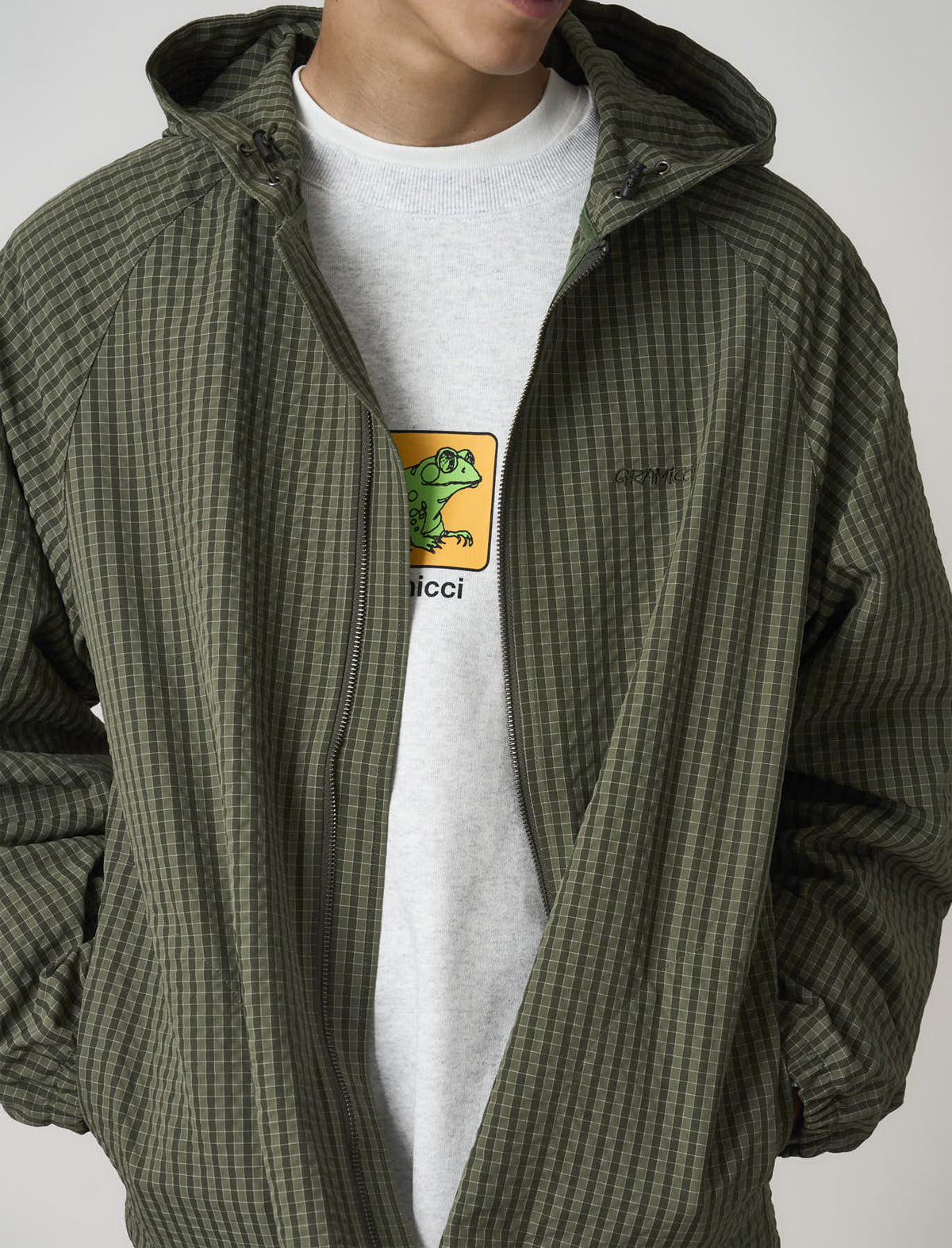 Gramicci Northside Plaid Hooded Jacket Olive