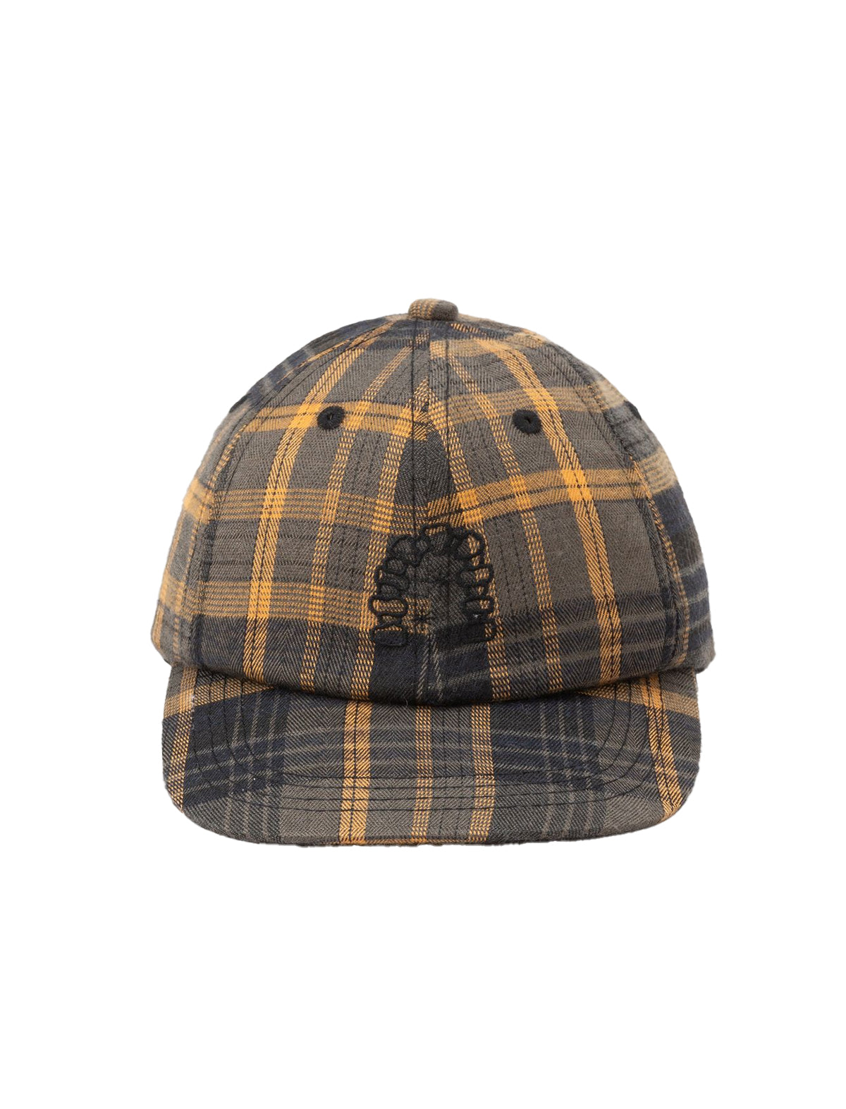 Heresy Arch Plaid cap with a logo on a white background