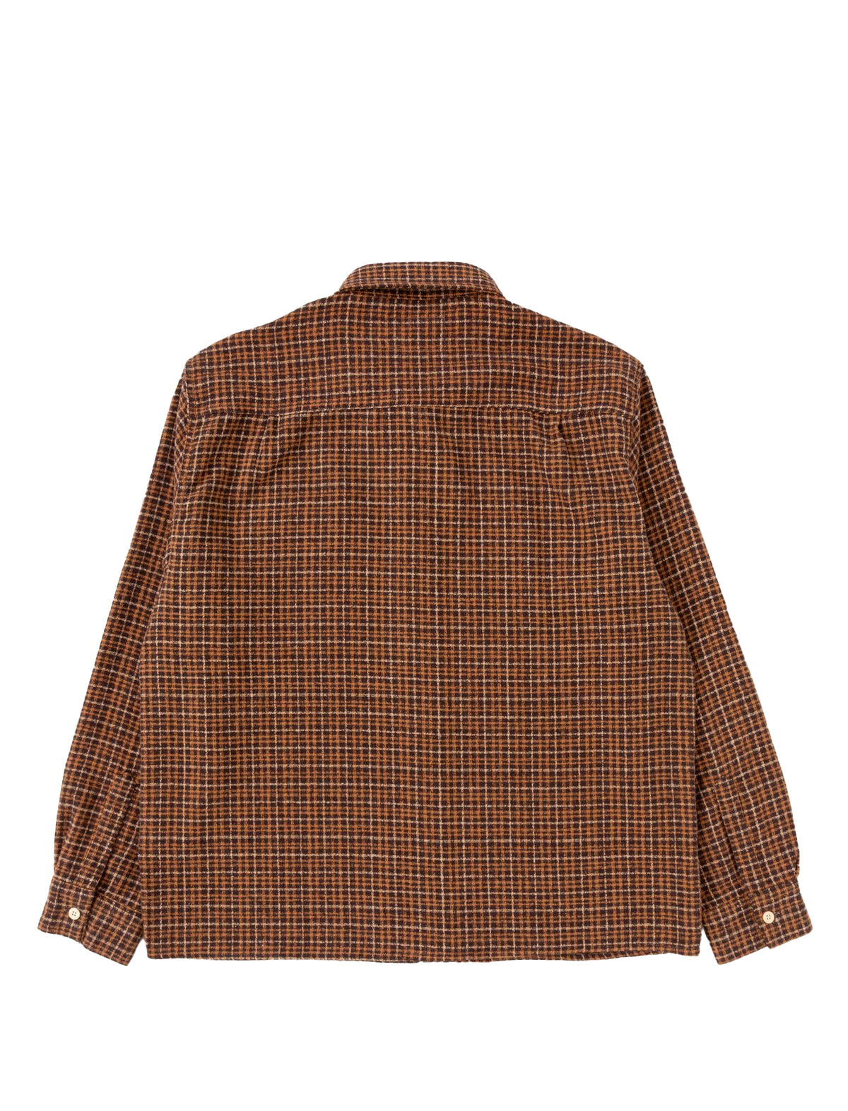 Heresy Deft Brown plaid shirt on a white background