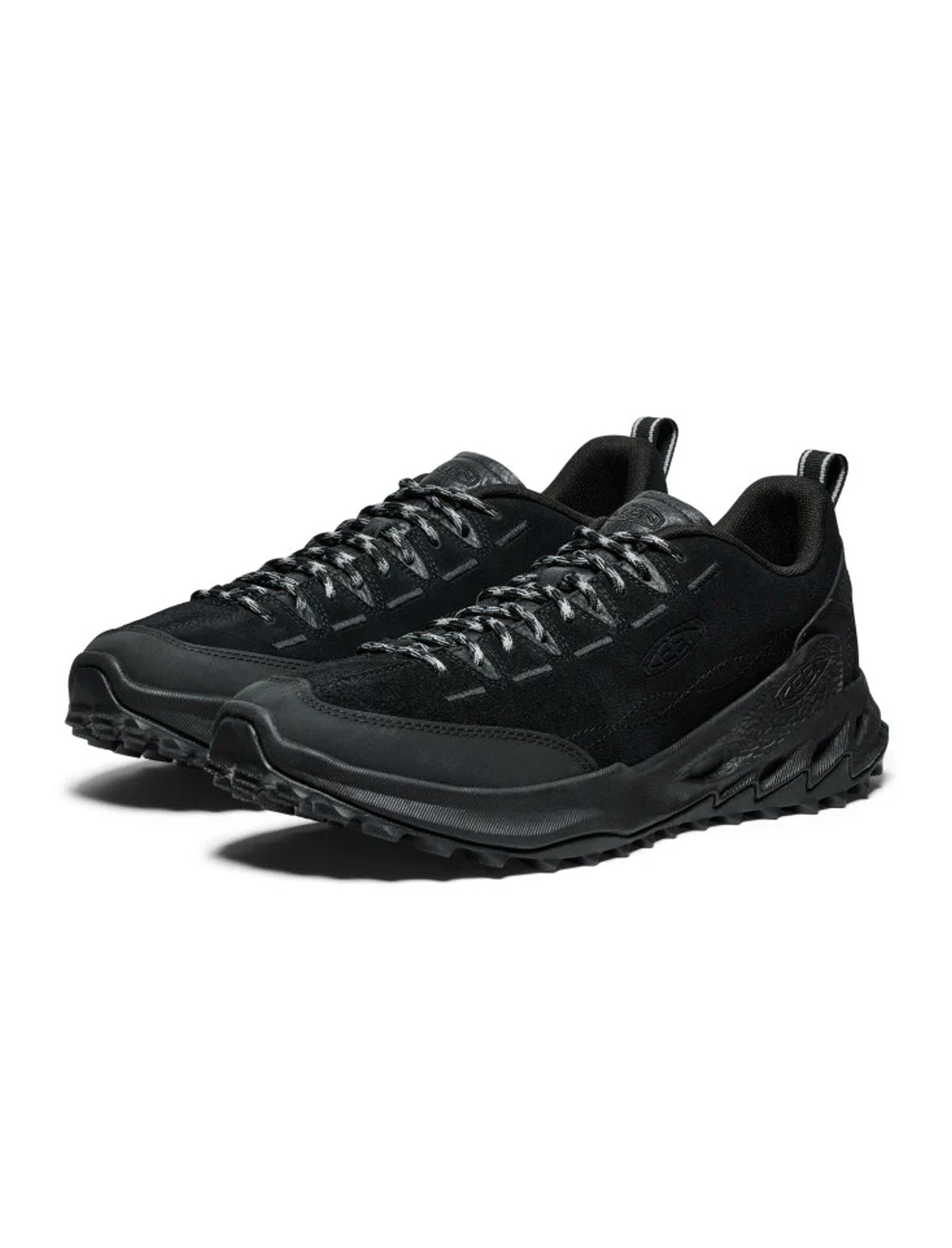keen jasper zionic Black athletic shoes on a white background