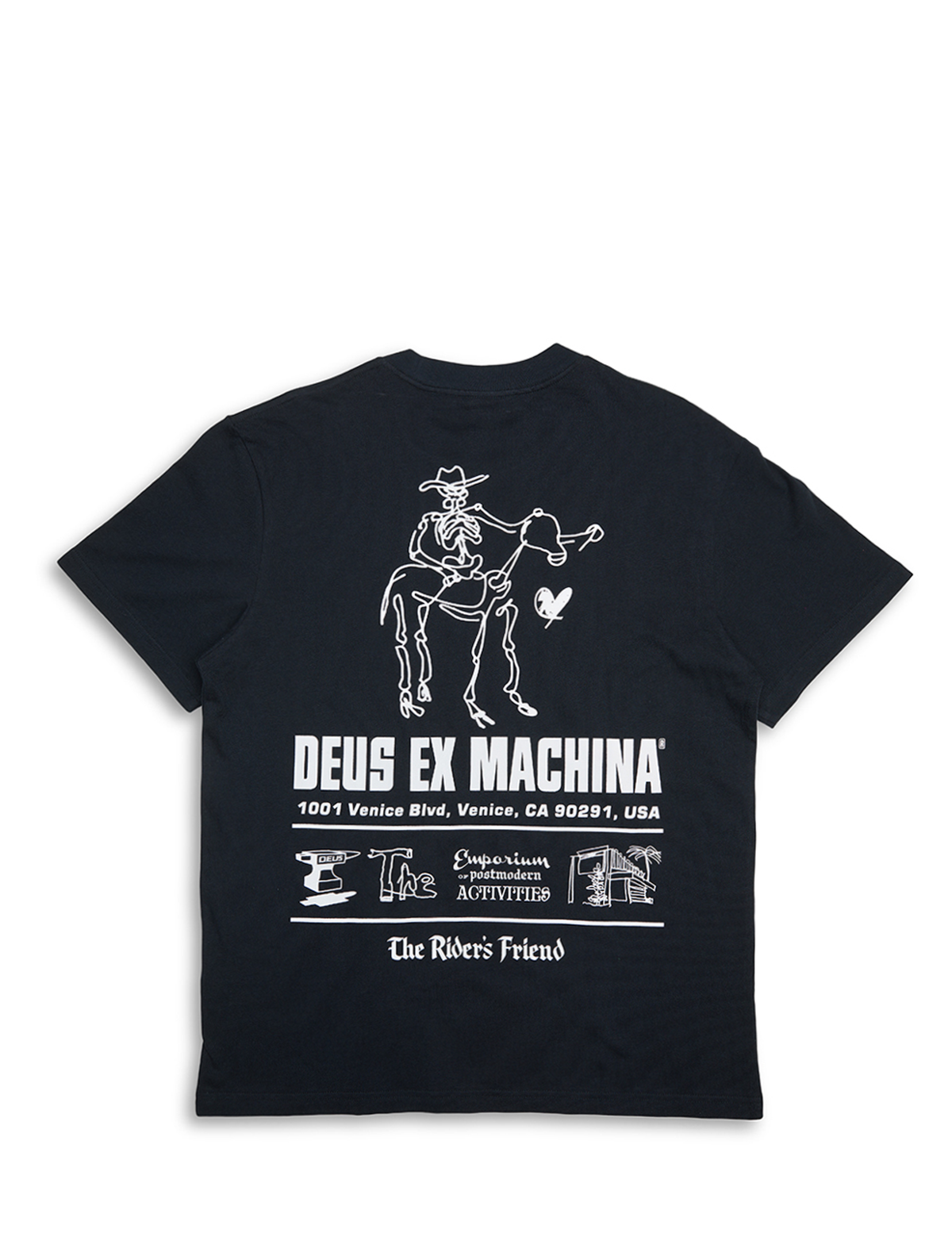 Deus Ex Machina 'The Riders Friend' LA Address Tee Black