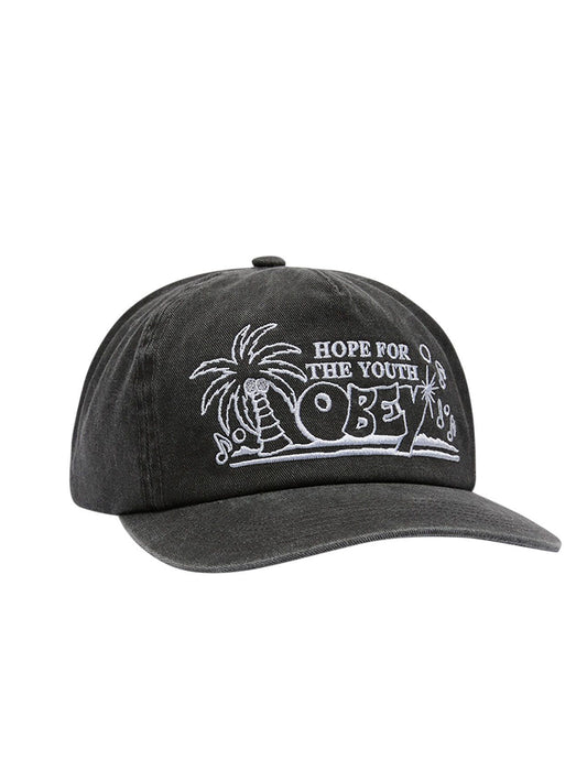 Obey Hope 5 Panel Strapback Cap Pigment Black
