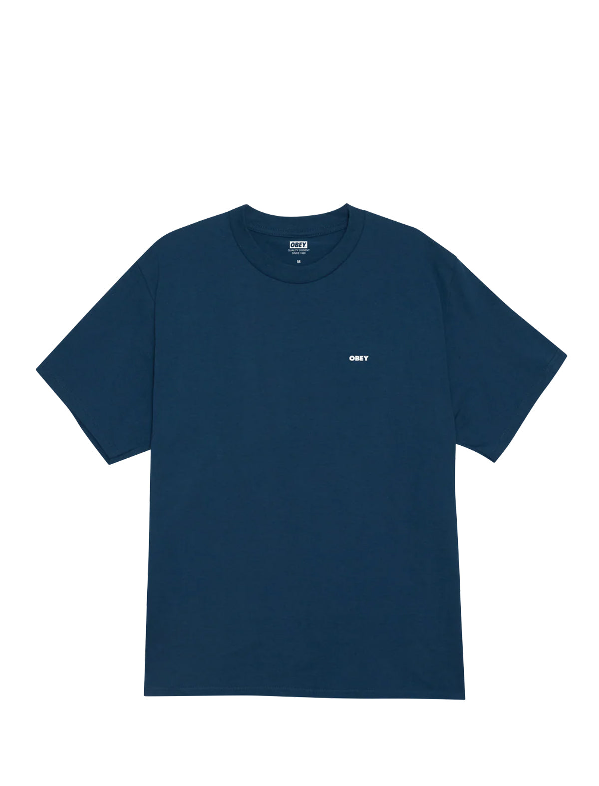 Obey Icon Eye Wreath Navy blue t-shirt with a small white logo on a white background