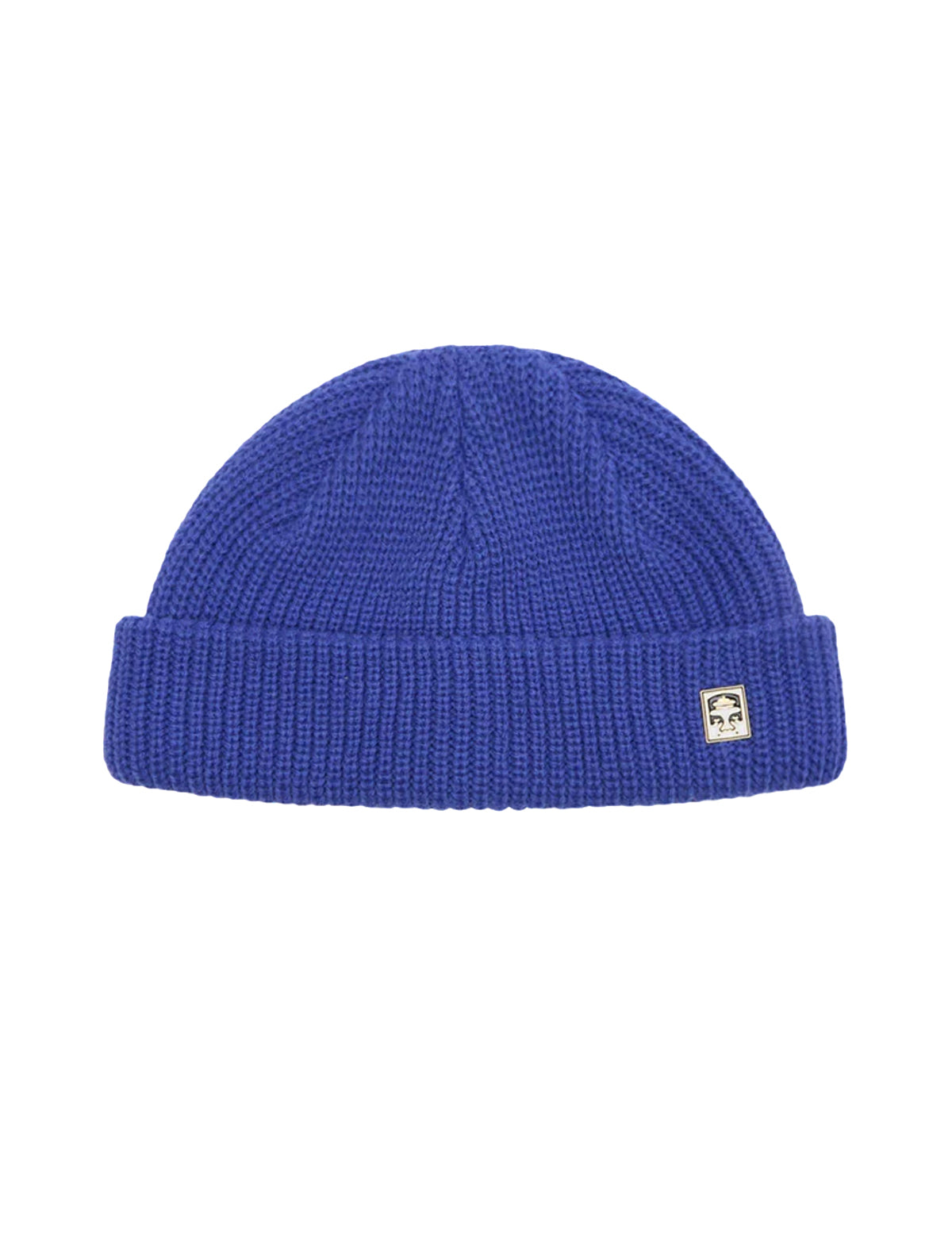 Obey Micro Blue beanie with a brand logo on a white background