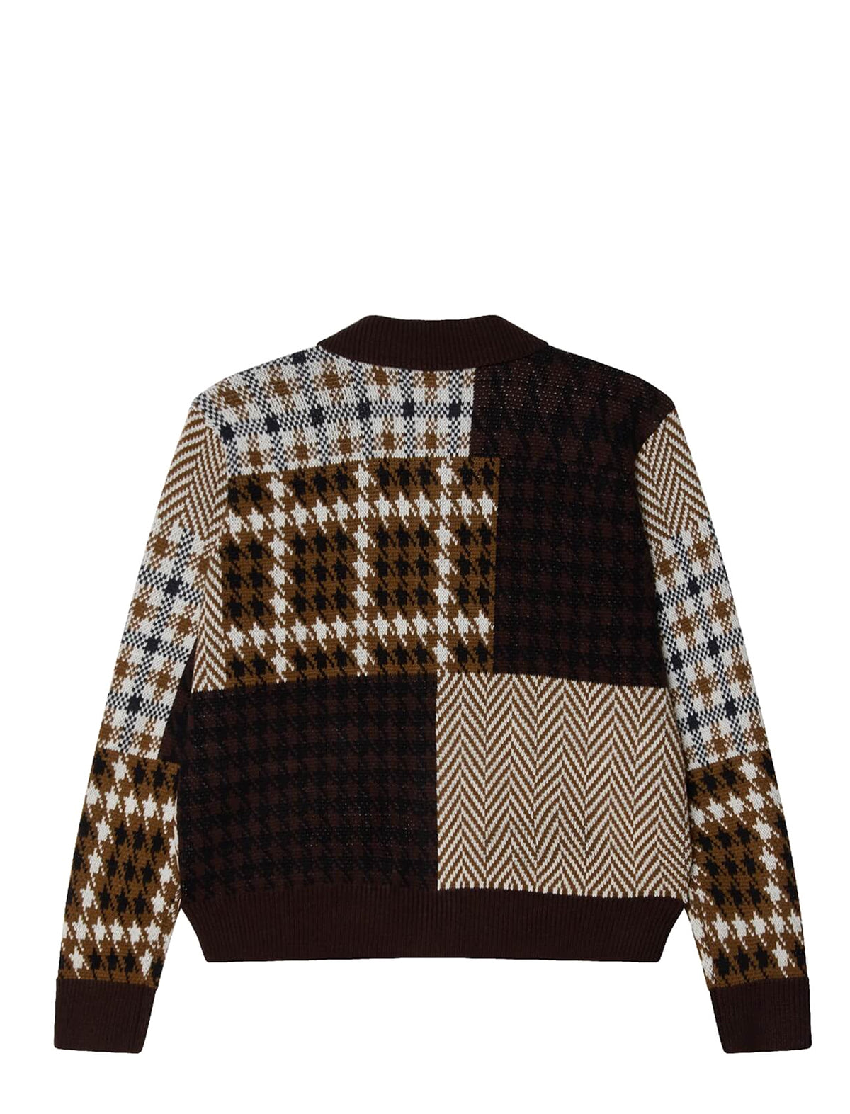 Obey Patchwork Cardigan Brown Multi