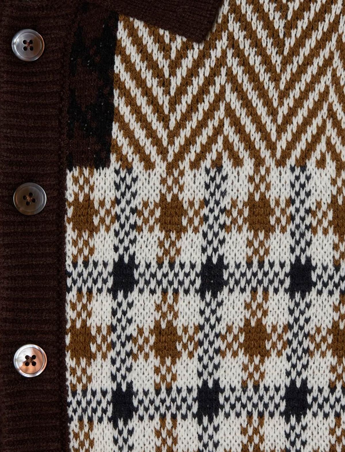 Obey Patchwork Cardigan Brown Multi