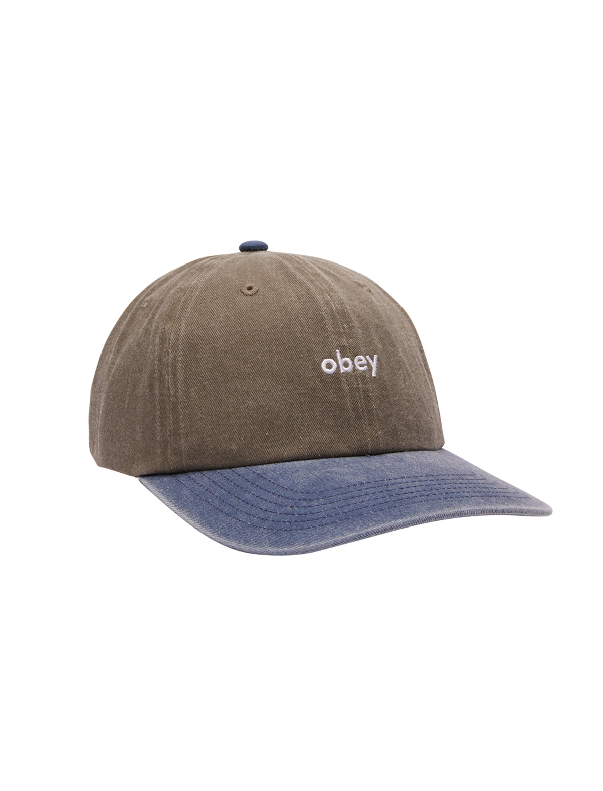 Obey Pigment 2 Tone Lowercase 6 Panel Strapback Cap Olive