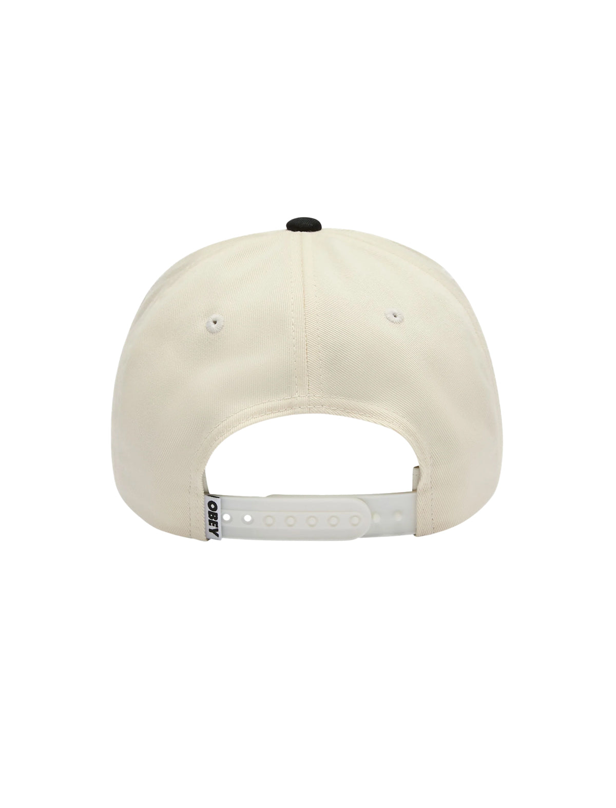 Beige cap with a white adjustable strap on a white background