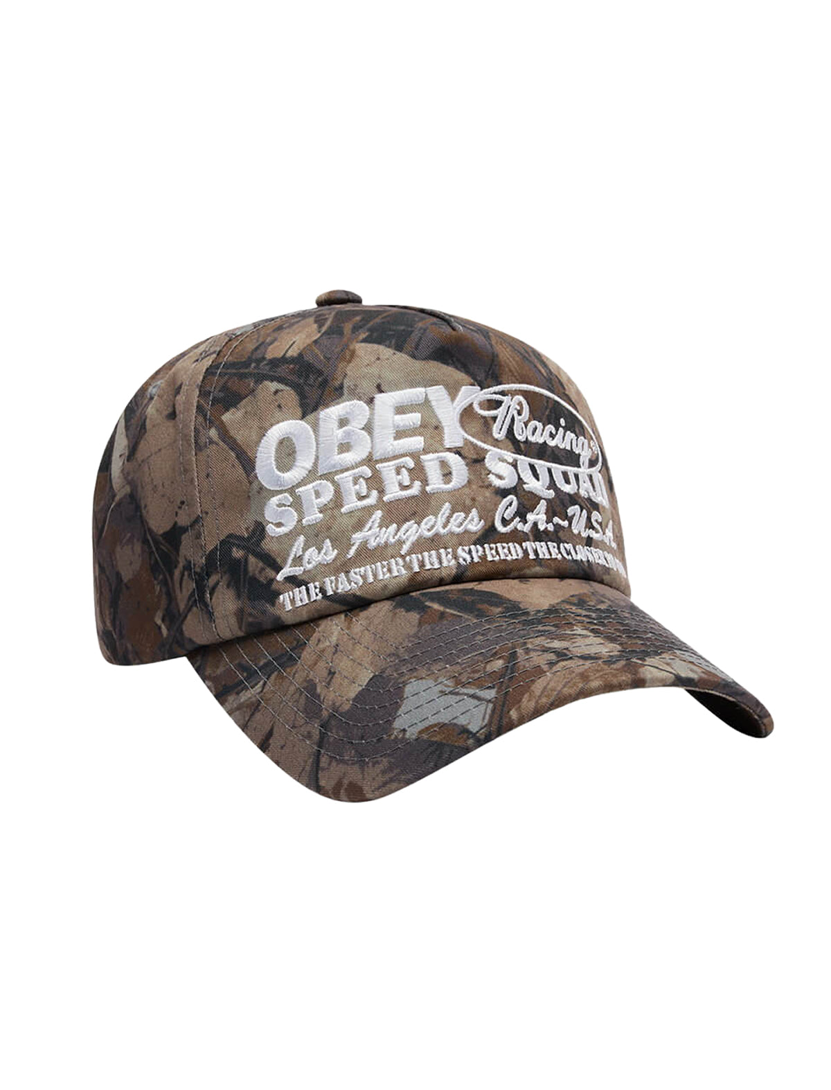 Obey Speed Squad 5 Panel Snapback Cap Fence Camo