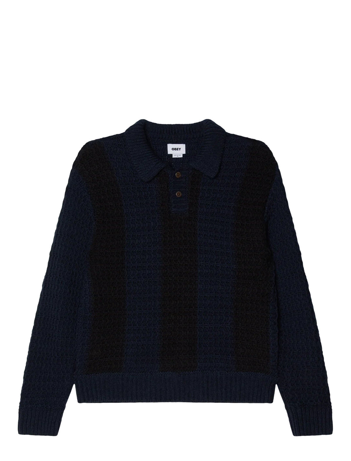 Obey Textured Rugby Polo Dark Navy