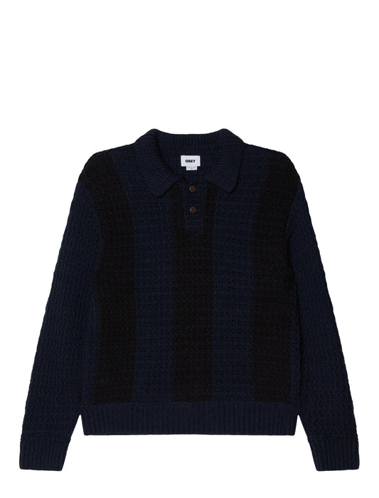 Obey Textured Rugby Polo Dark Navy