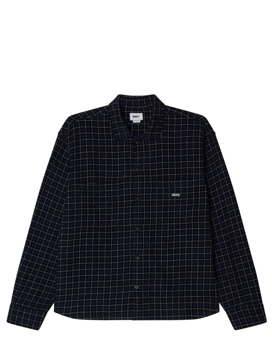 Obey Adams Woven Shirt Academy Navy