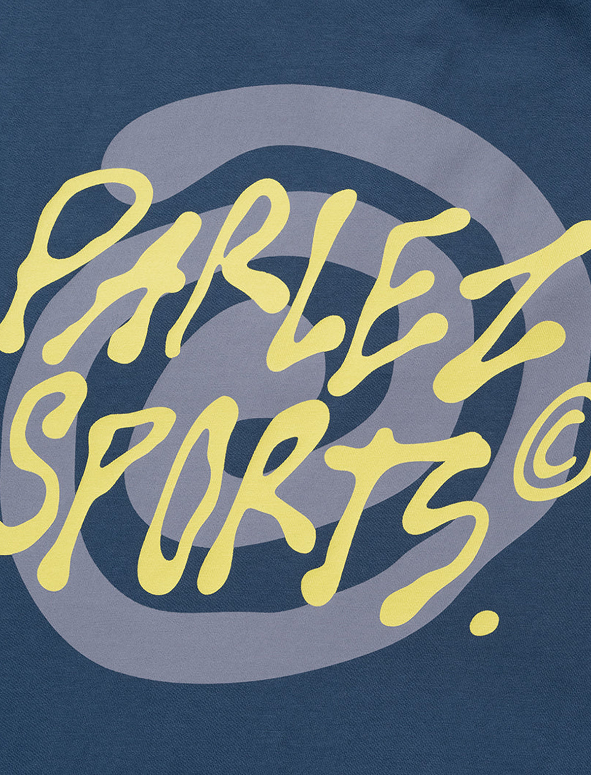 Yellow 'Parley Sports' text on a blue background