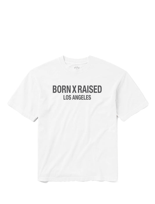 Born X Raised Headline T-Shirt in White – front