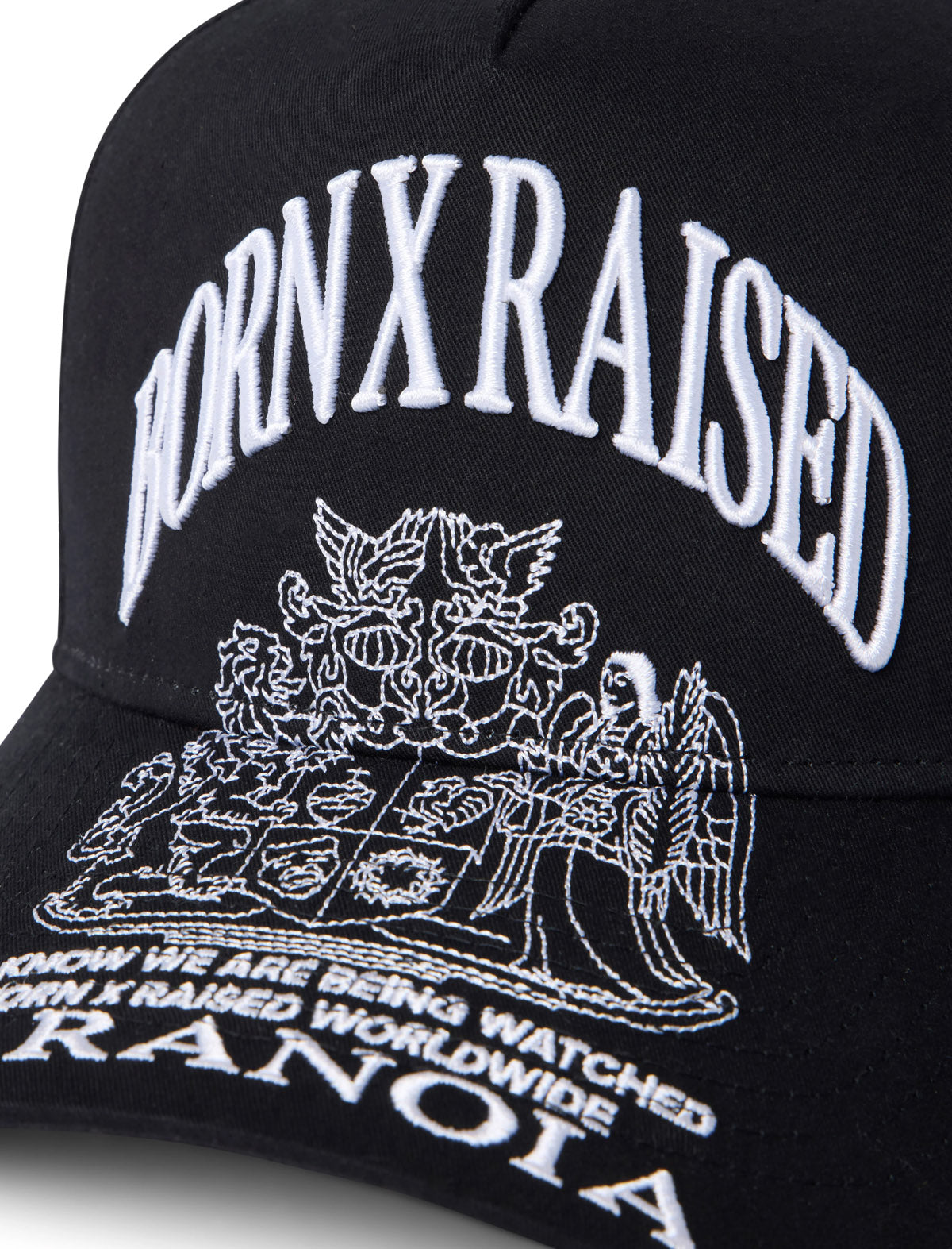 Born X Raised Paranoia Crest Snapback Cap Black | 5-Panel | Patina