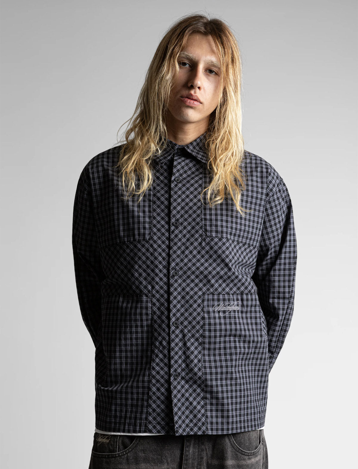 Wasted Paris Cross Shirt Black Tartan