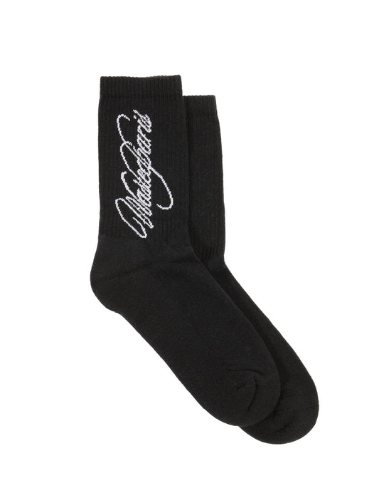 Wasted Paris Script Socks in Black – pair