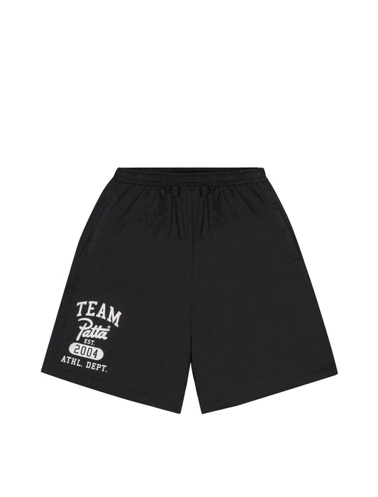 Patta Black shorts with white text on a white background