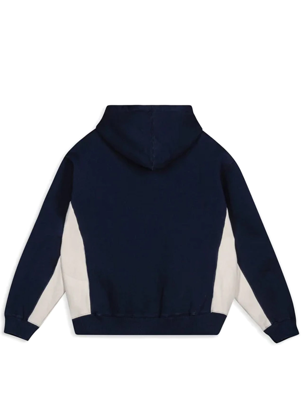 Patta Navy blue hoodie with white sleeves on a light gray background