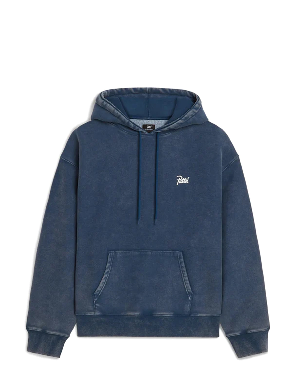 Patta Blue hoodie with a brand logo on a white background