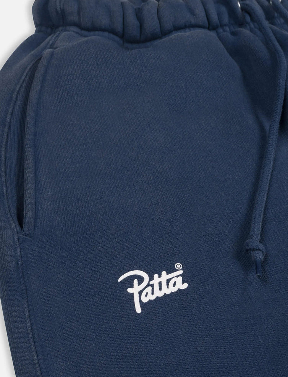Patta Navy blue hoodie with a white logo on a white background
