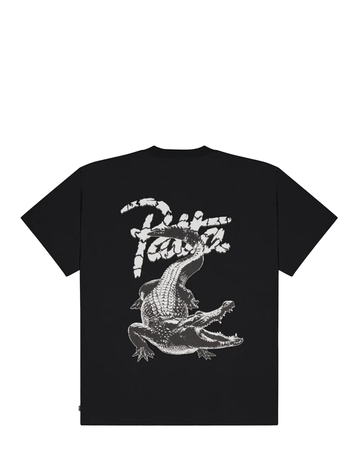 Patta Croco Black t-shirt with white graphic design on a white background