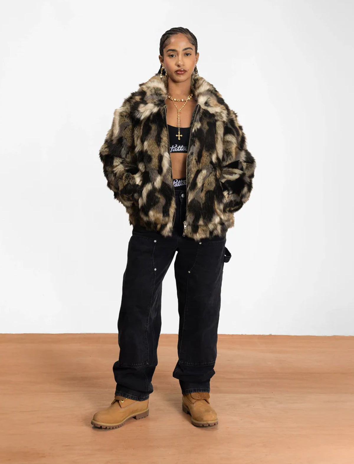 Patta Faux Fur Patchwork Jacket Multi