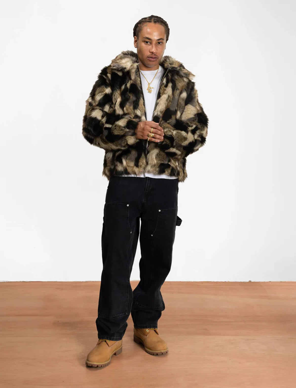 Patta Faux Fur Patchwork Jacket Multi