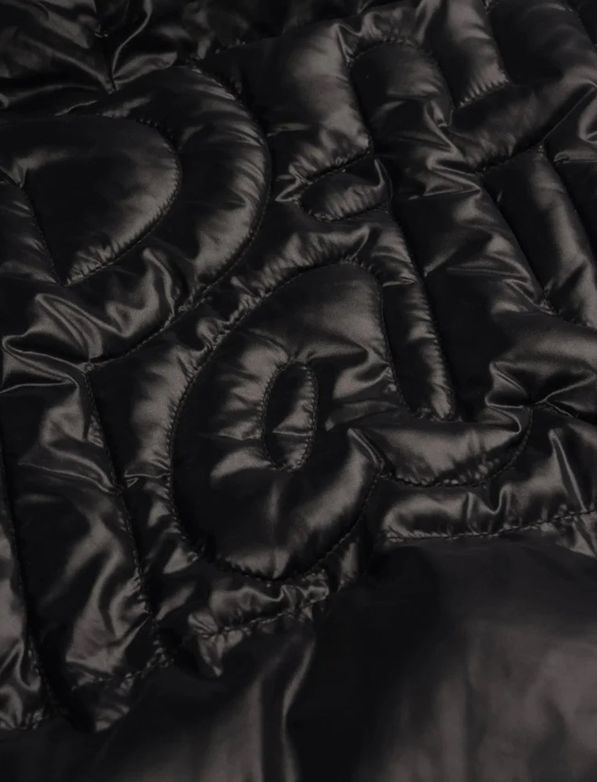 Close-up of a black quilted patta jacket texture