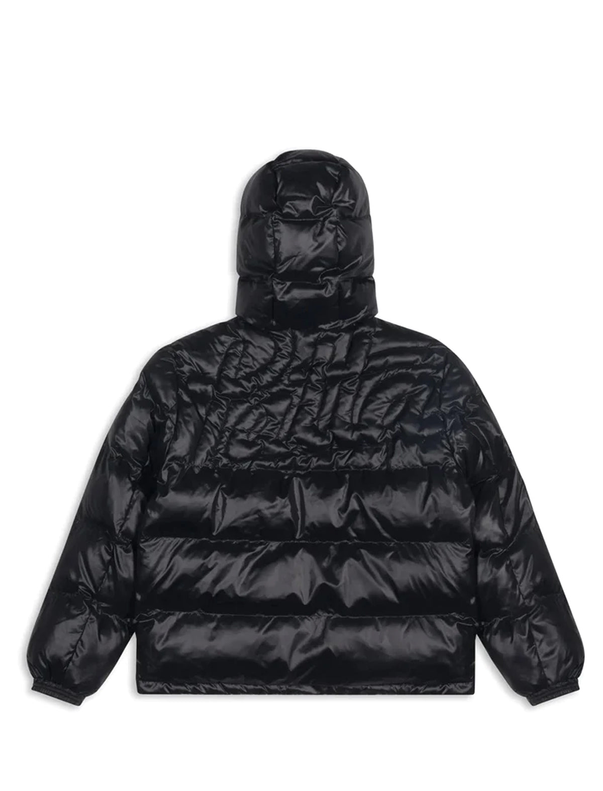 Patta Black puffer jacket with a hood on a white background