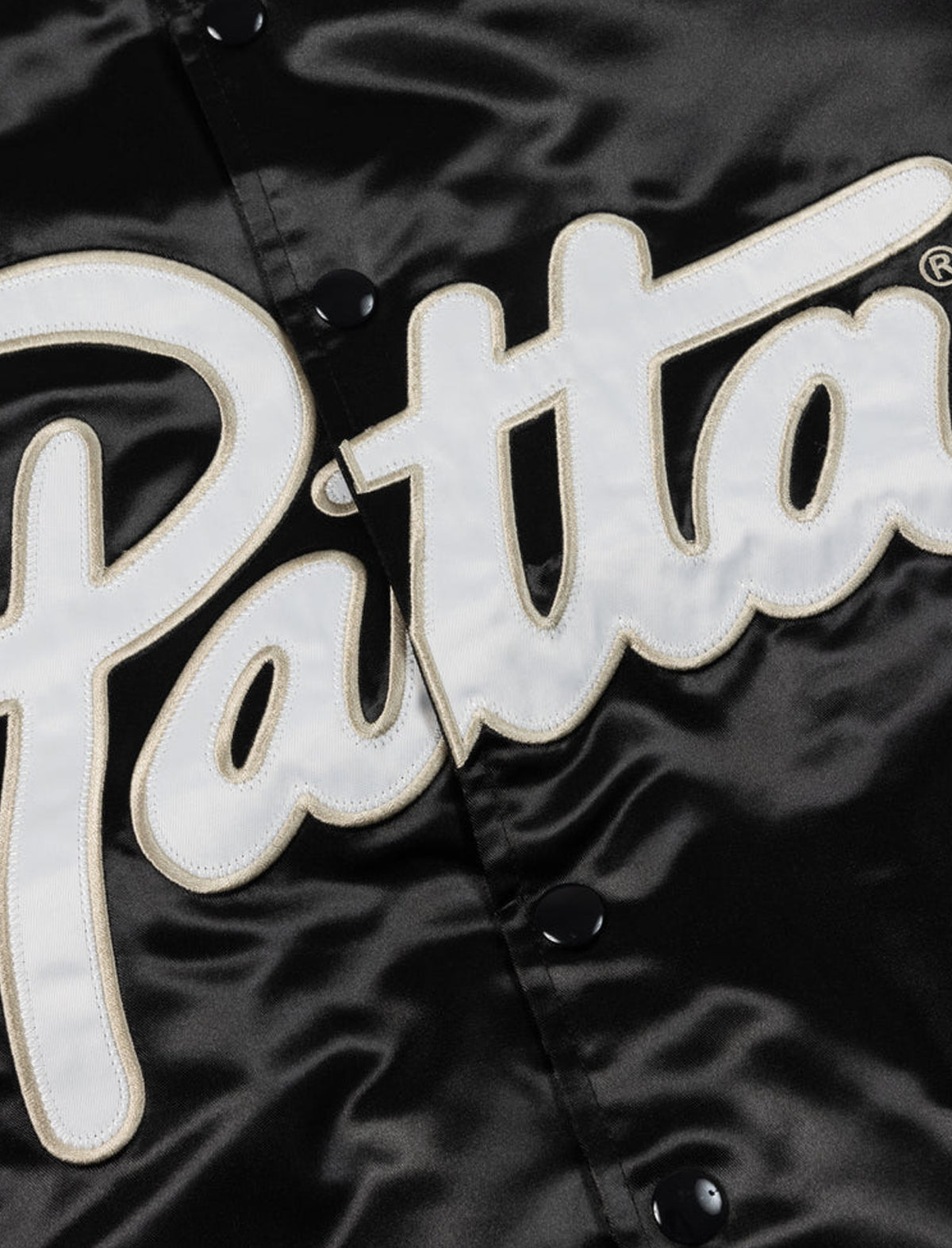 Patta Script Logo Satin Varsity Jacket Black