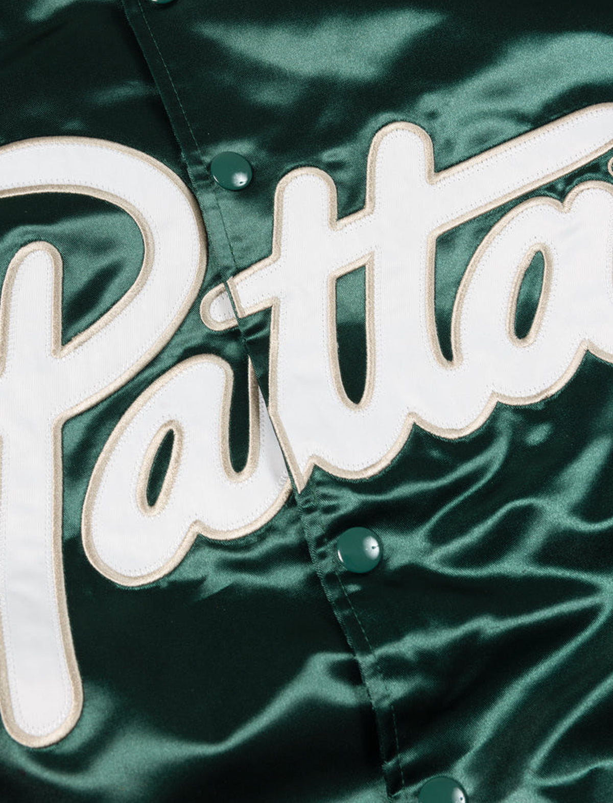Patta Script Logo Satin Varsity Jacket Green