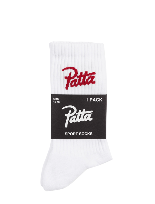 Patta Script Logo Sport Socks White/Red