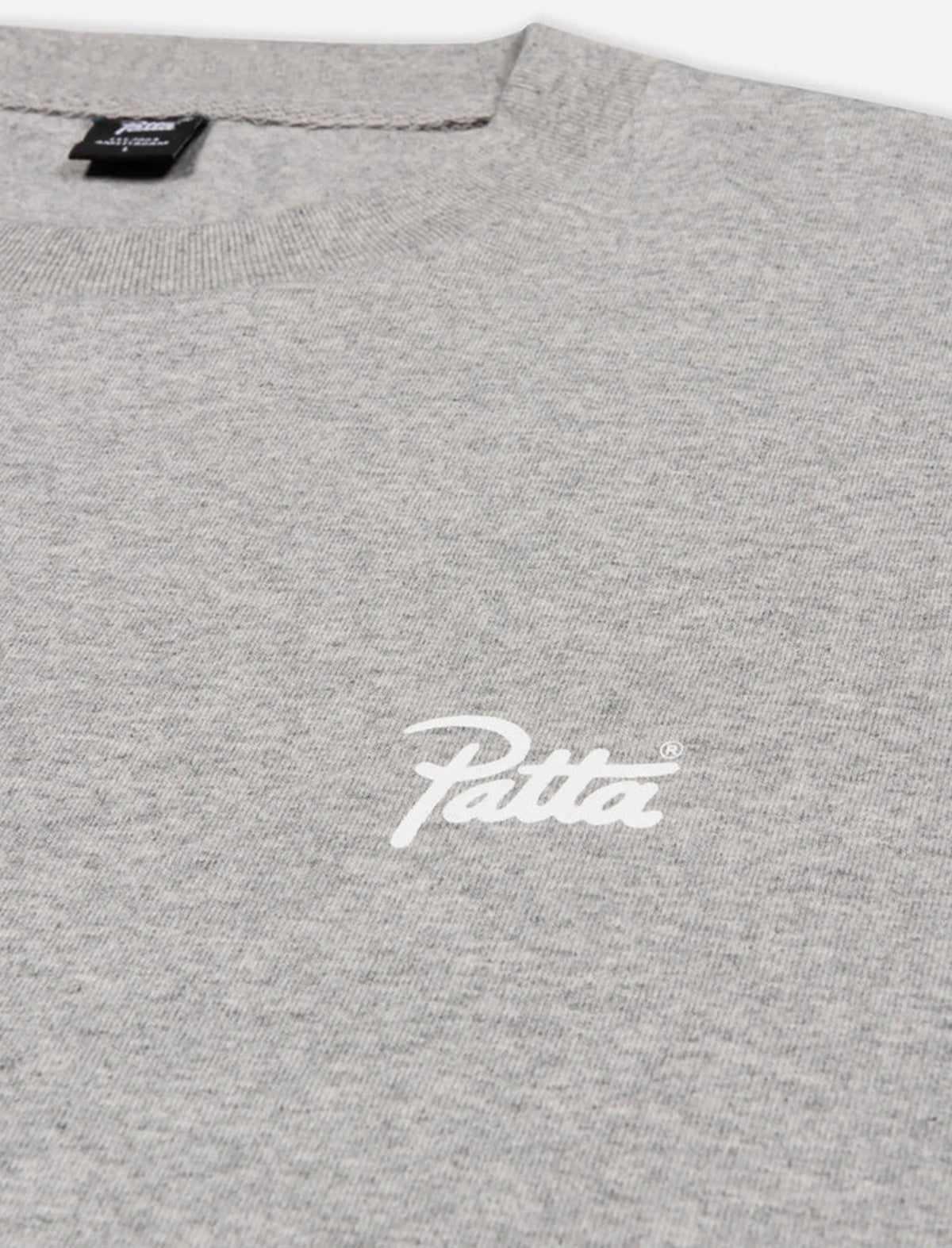 Patta Gray t-shirt with white logo on a white background