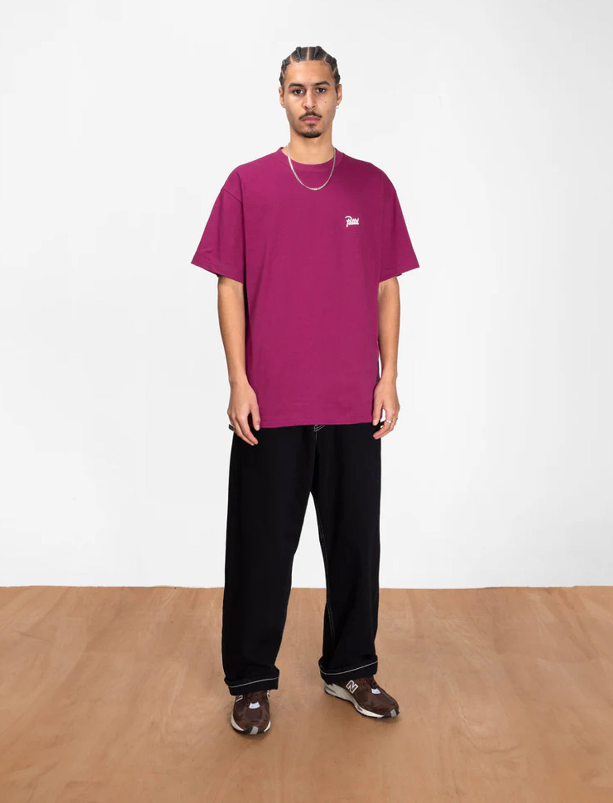 patta script logo t-shirt on model