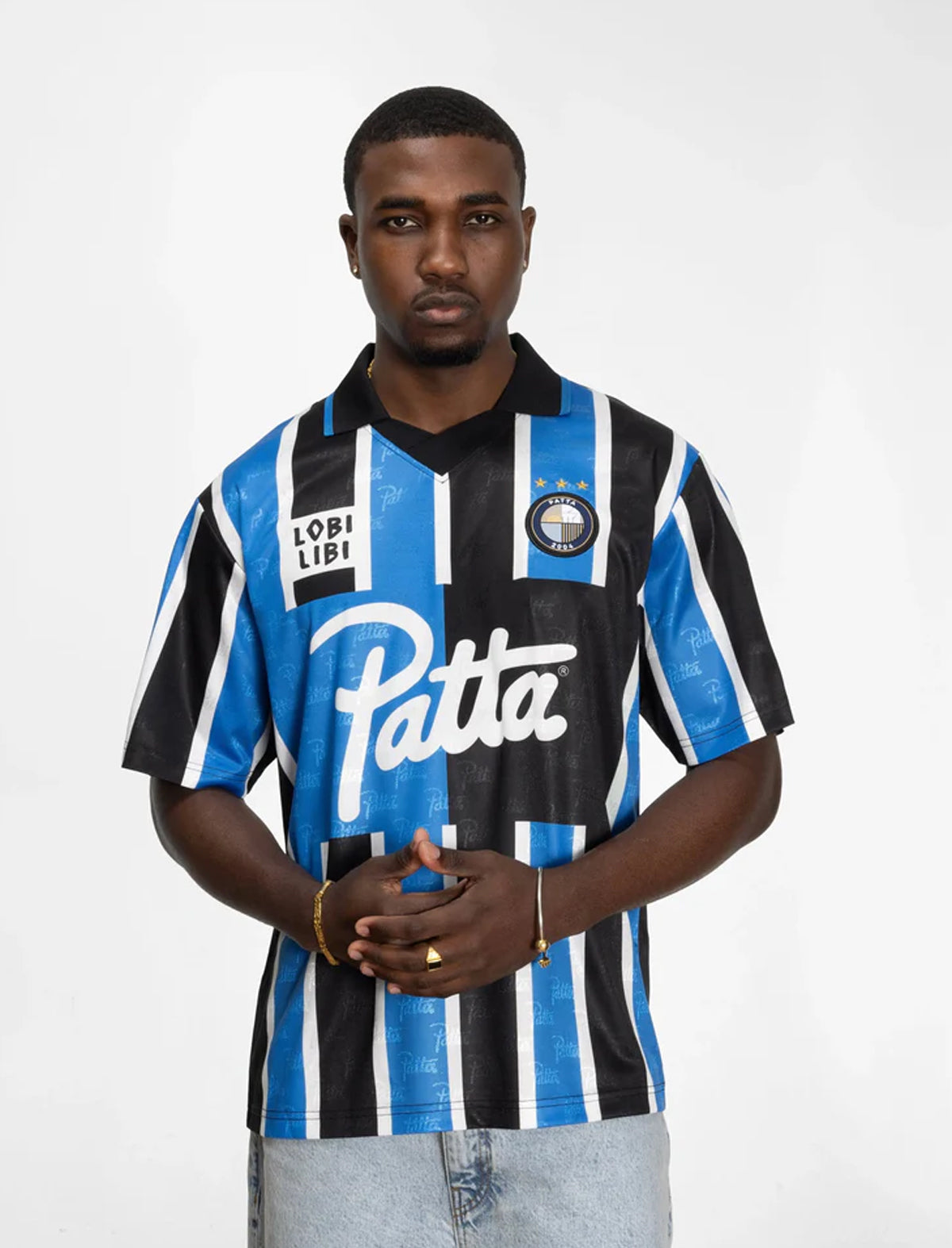 Patta Stripe Football Jersey French Blue