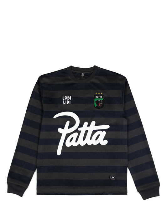 Patta Striped Long Sleeve Football Jersey Forged Iron Front