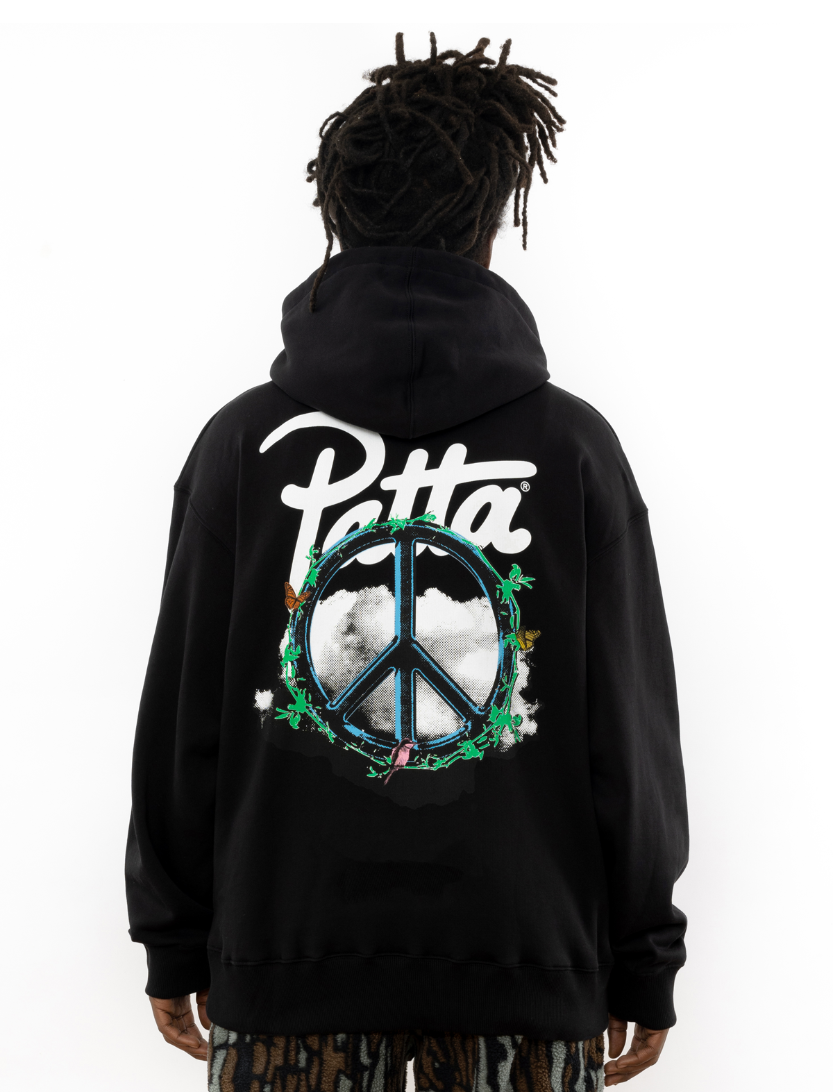 Patta Xerox Peace Boxy Hooded Sweater Black