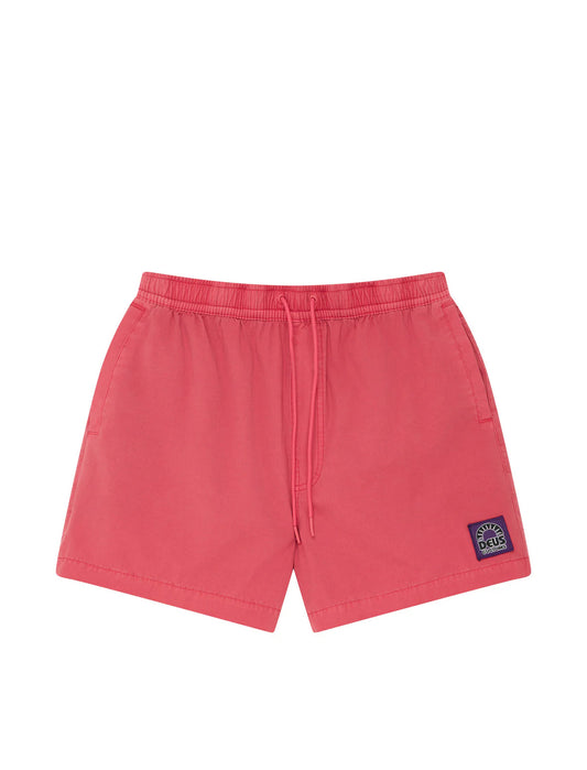 Deus Ex Machina Red shorts with a logo on a white background