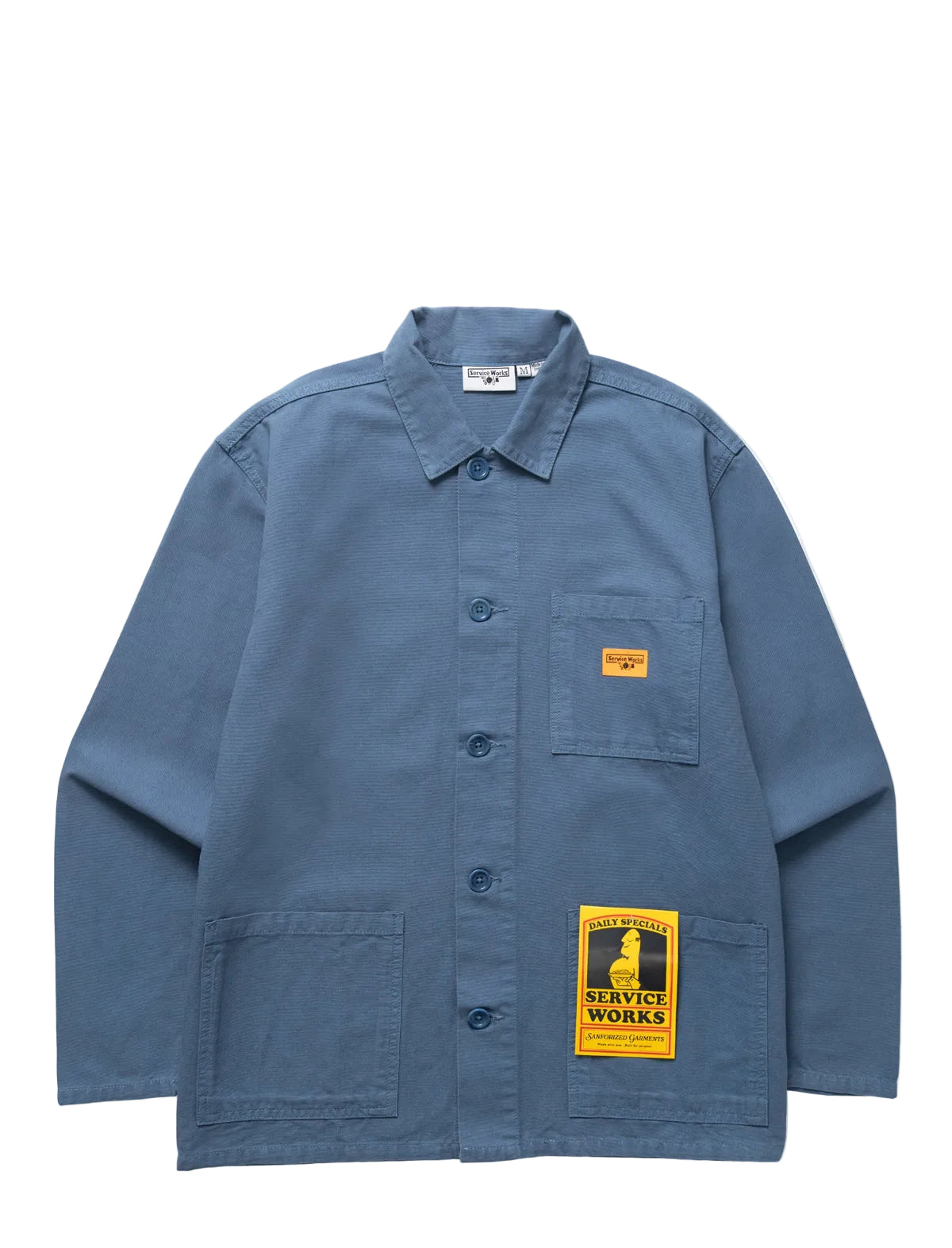 Blue shirt with a patch on a white background
