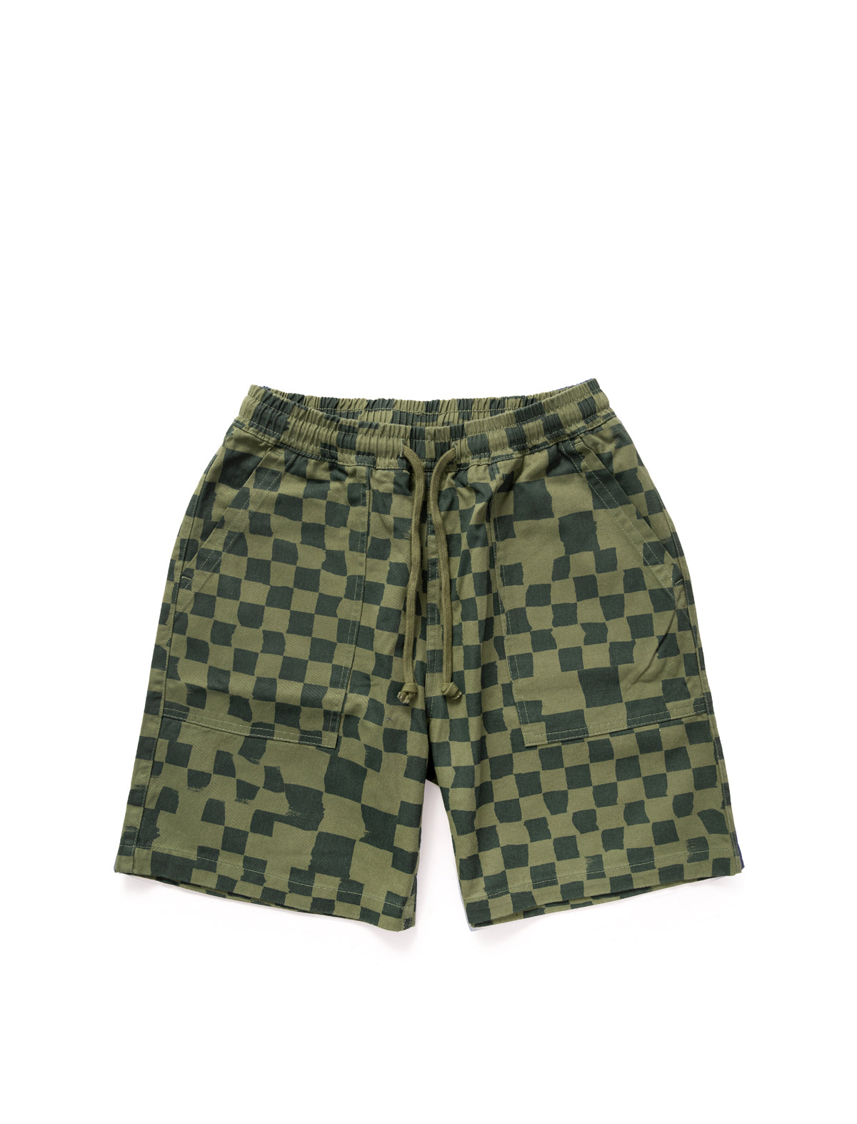 Service Works Printed Chef Short Olive Checker