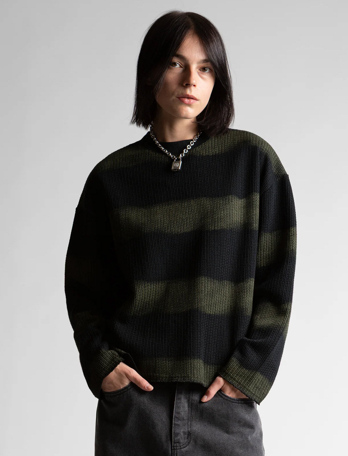 Wasted-Paris Crewneck Script Striped