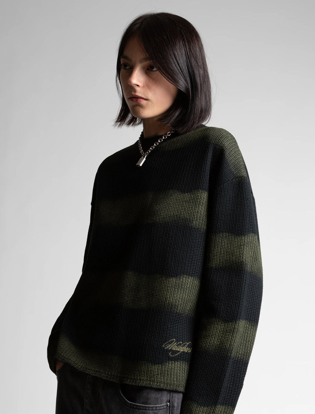 Wasted-Paris Crewneck Script Striped