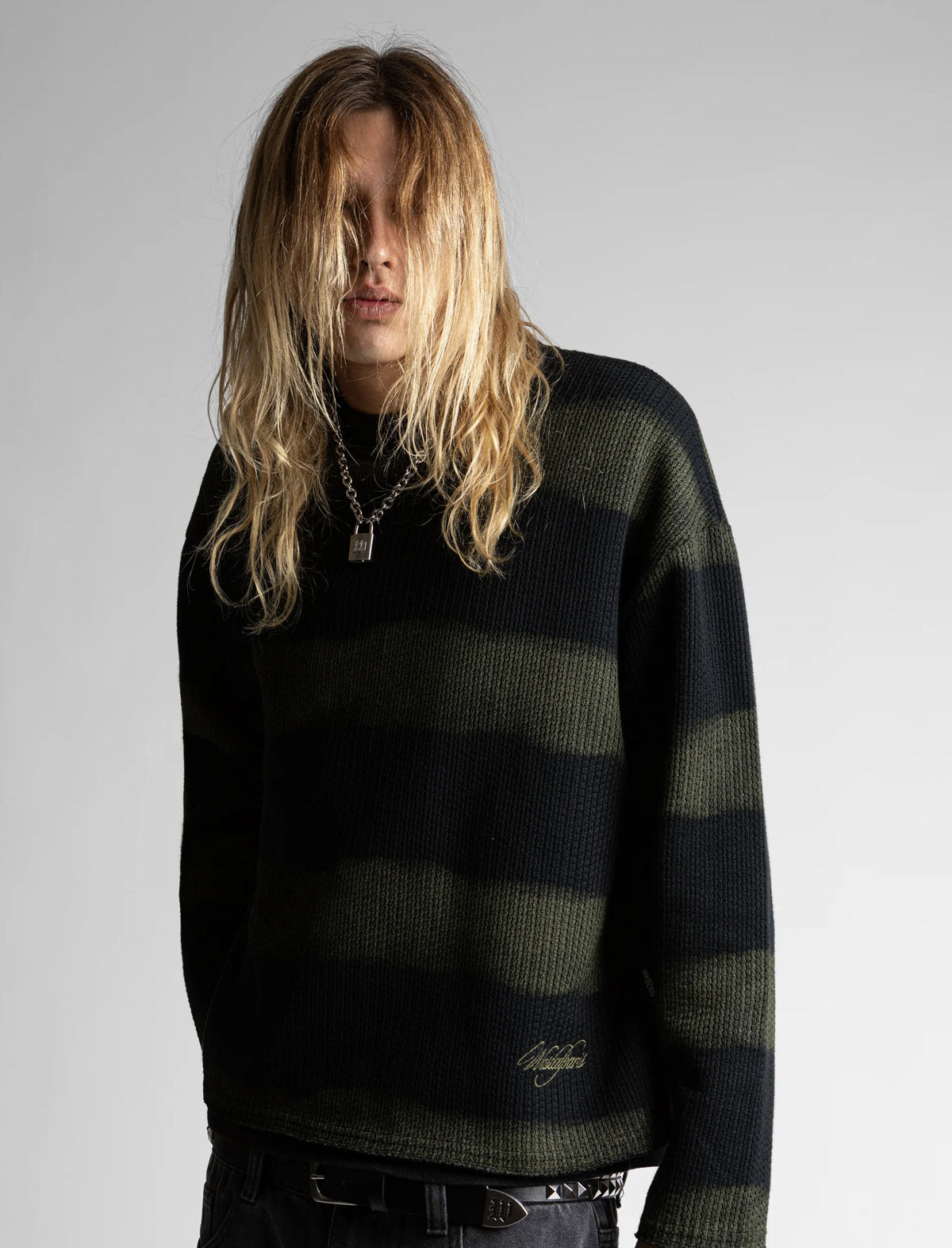 Wasted-Paris Crewneck Script Striped
