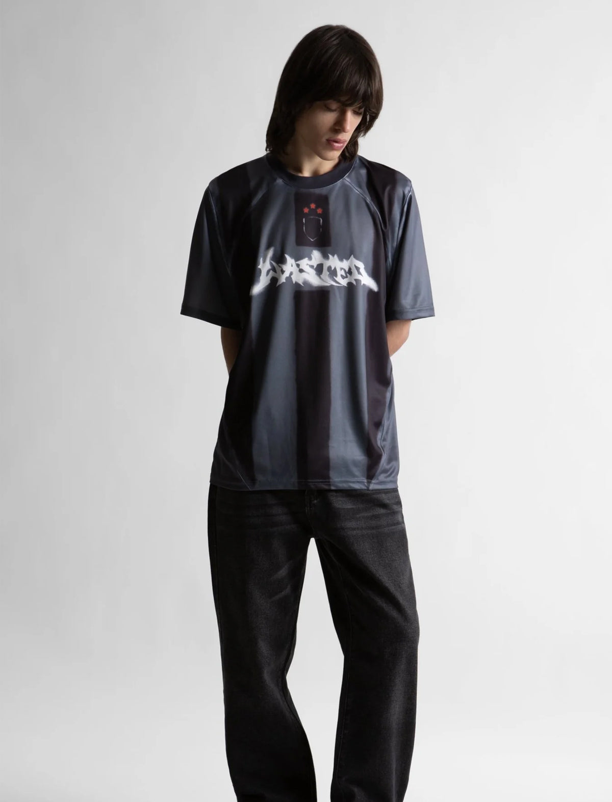 Wasted Paris Spray Football Jersey Black/Stone Grey