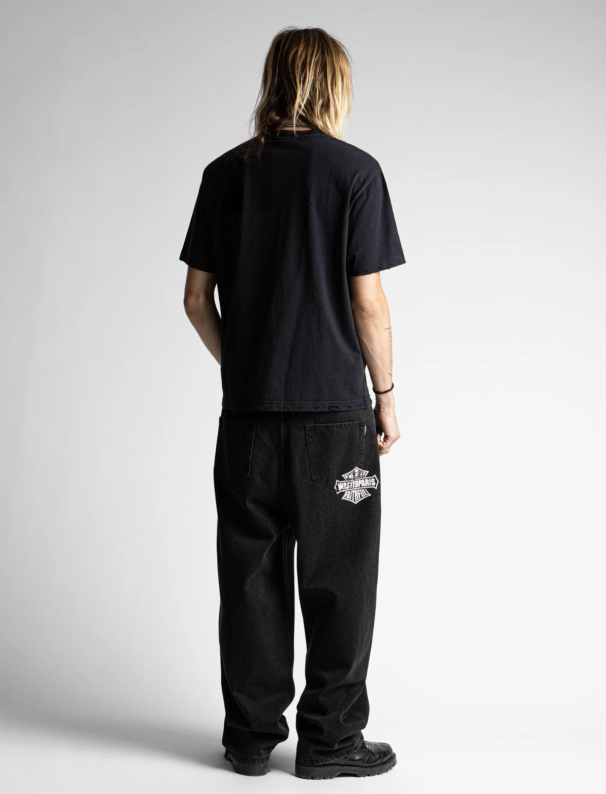 Wasted Skive T-Shirt Washed Black