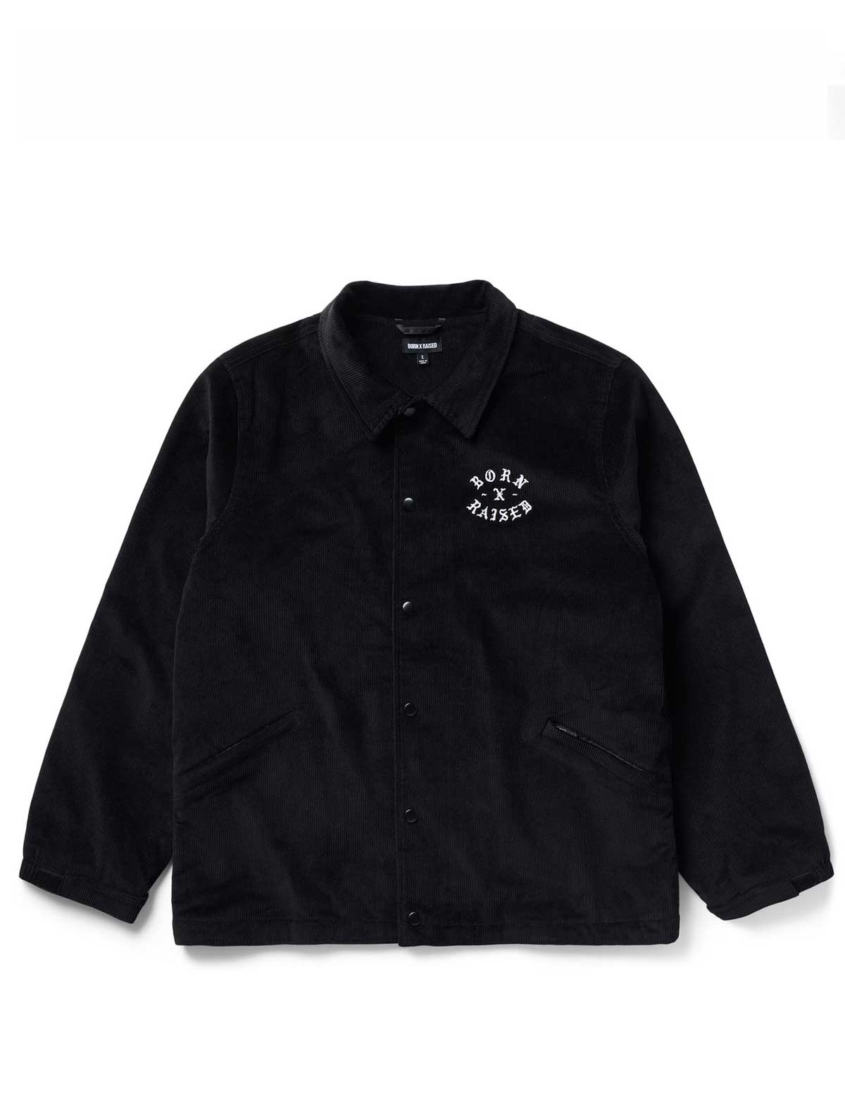 Black jacket with a logo on a white background