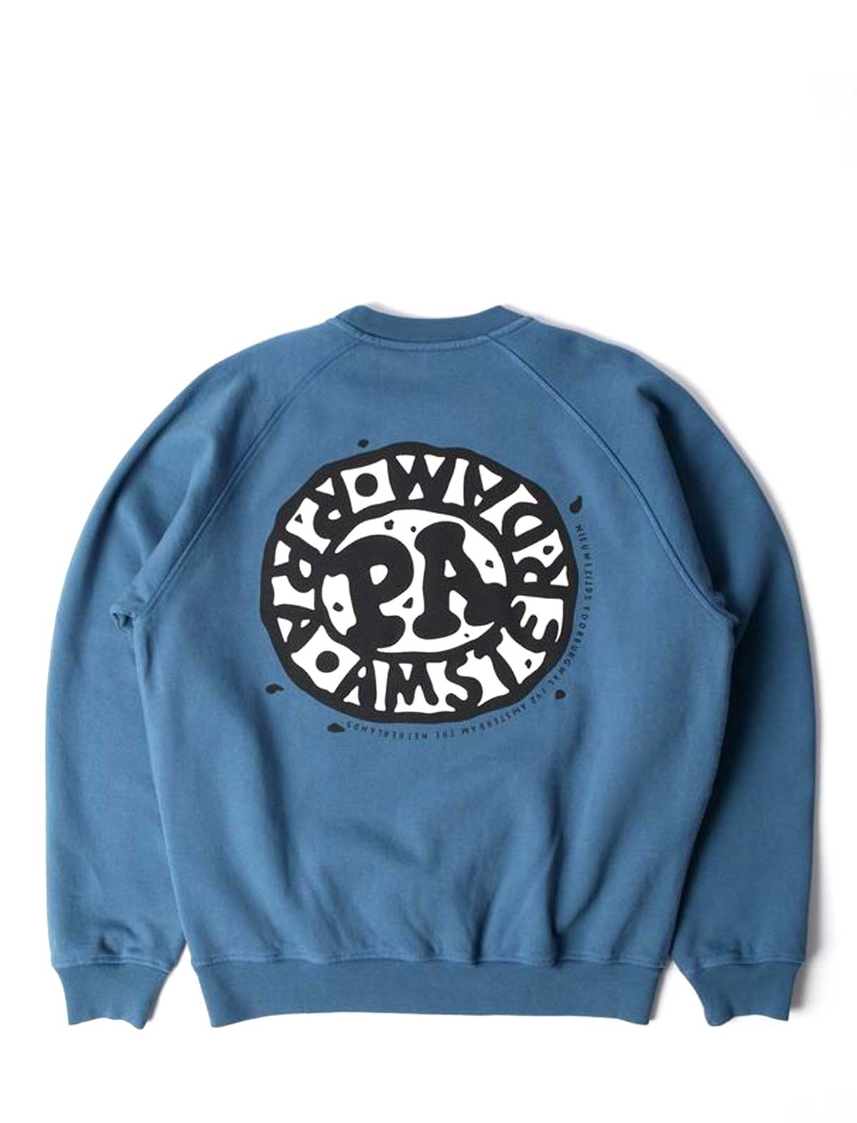 By Parra Amsterdammed Crew Neck Sweater Washed Blue Back